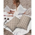 thumbnail image 3 of Pack of 2 Outdoor Pillow Covers, Beige Moroccan Pattern Geometric Waterproof Square Throw Pillowcase Cushion Decorative Pillow Covers for Couch Patio Tent, 20x12 in, 3 of 6