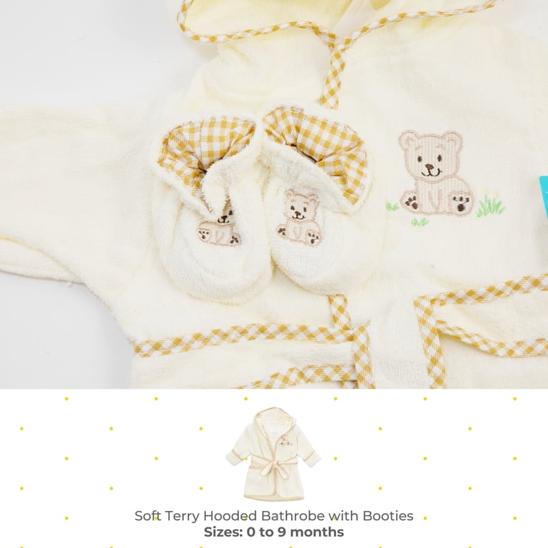 Spasilk Hooded Terry Bathrobe with Booties, Brown Bear photo 5