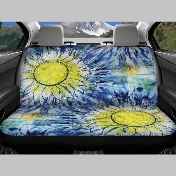 FUIALDOLG Tie Dye Sunflower Car Back Seat Covers for Auto Interior Automotive, 2 Pack Car Rear Seat Protectors Protects Against Dog Hair Easy to Install