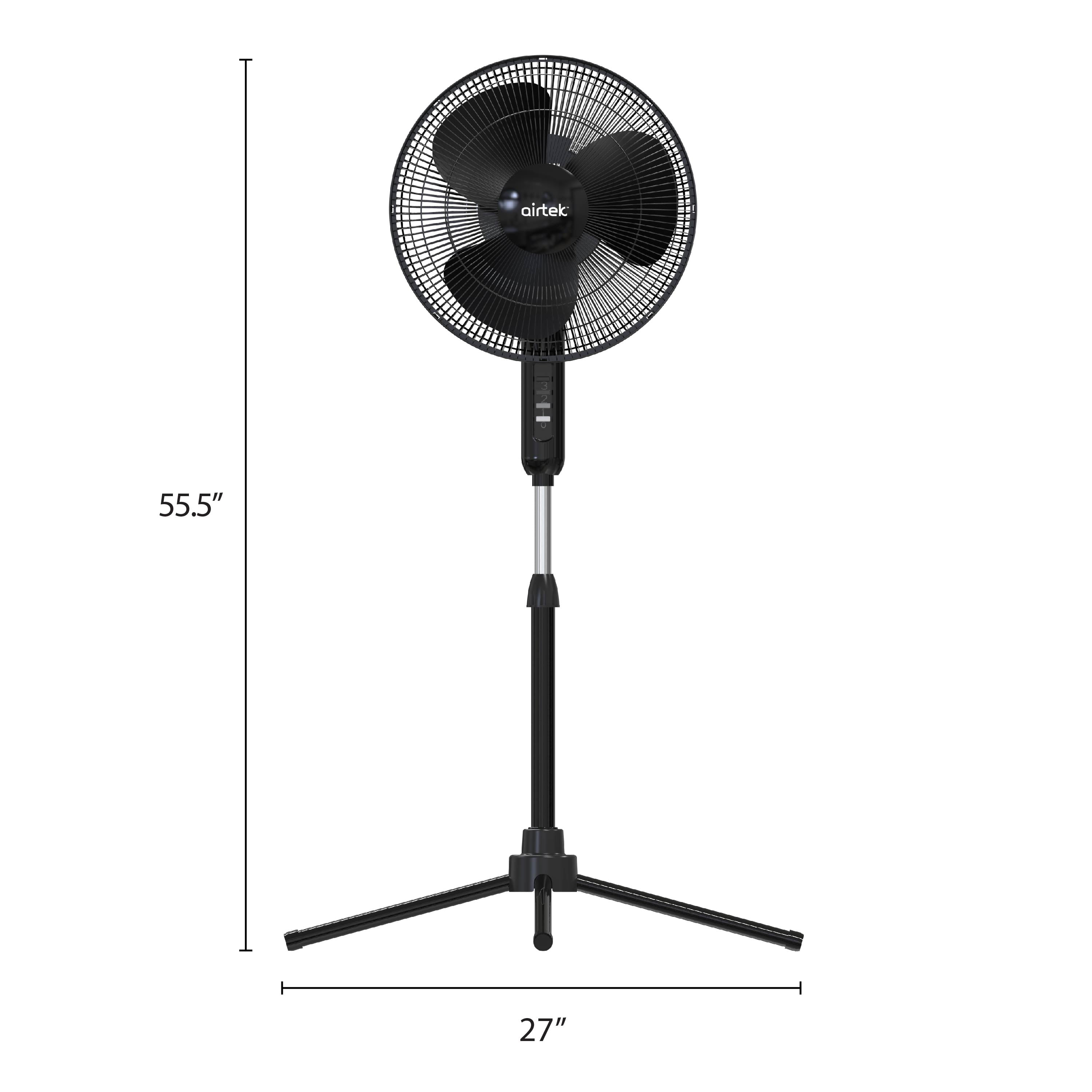 Airtek Oscillating Fan, Adjustable-Height Pedestal Fan with Wide Area Oscillation, 16”