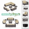 thumbnail image 2 of ALAULM Patio Conversation Set, 13 Piece Weave Rattan Outdoor Conversation Sets with Gas Fire Pit Table, Sand, 2 of 6