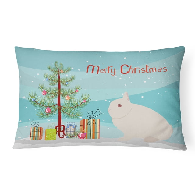Carolines Treasures BB9331PW1216 Hermelin Rabbit Christmas Canvas Fabric Decorative Pillow