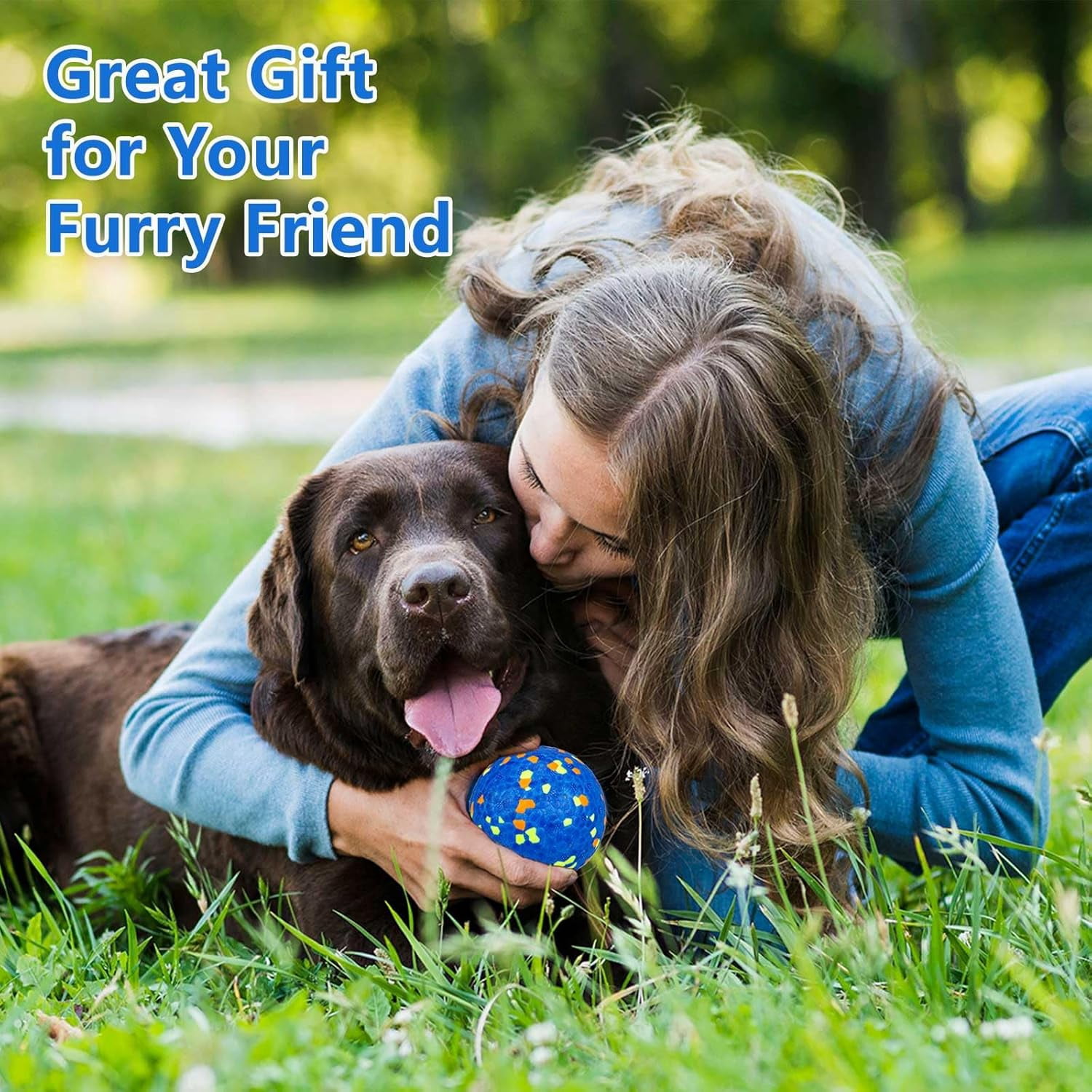 Dog Ball Toys Dog Tennis Ball for Aggressive Chewers Indestructible Bouncy Lightweight Water Toy Fetch Ball for Large Medium and Small Dog Blue & Yellow (2-Pack),Medium (3" diameter)