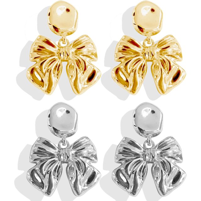 Pendientes de lazo dorados para mujer, pendientes de lazo de moda, bonitos pendientes con lazo, joyería de lazo, regalos para niñas adolescentes