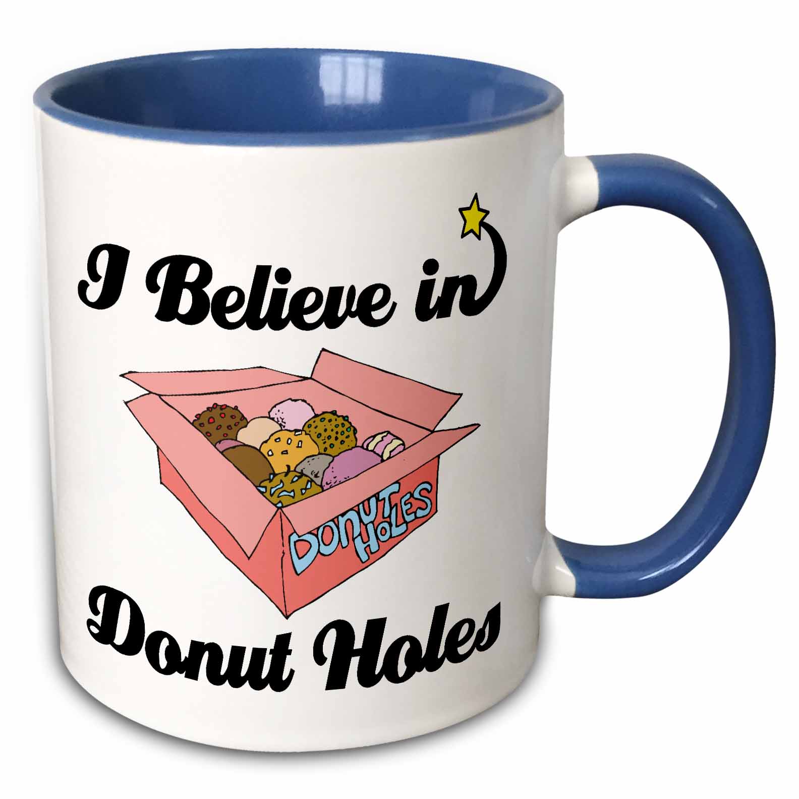 3dRose I Believe In Donut Holes Two Tone Blue Mug, 11ounce Walmart