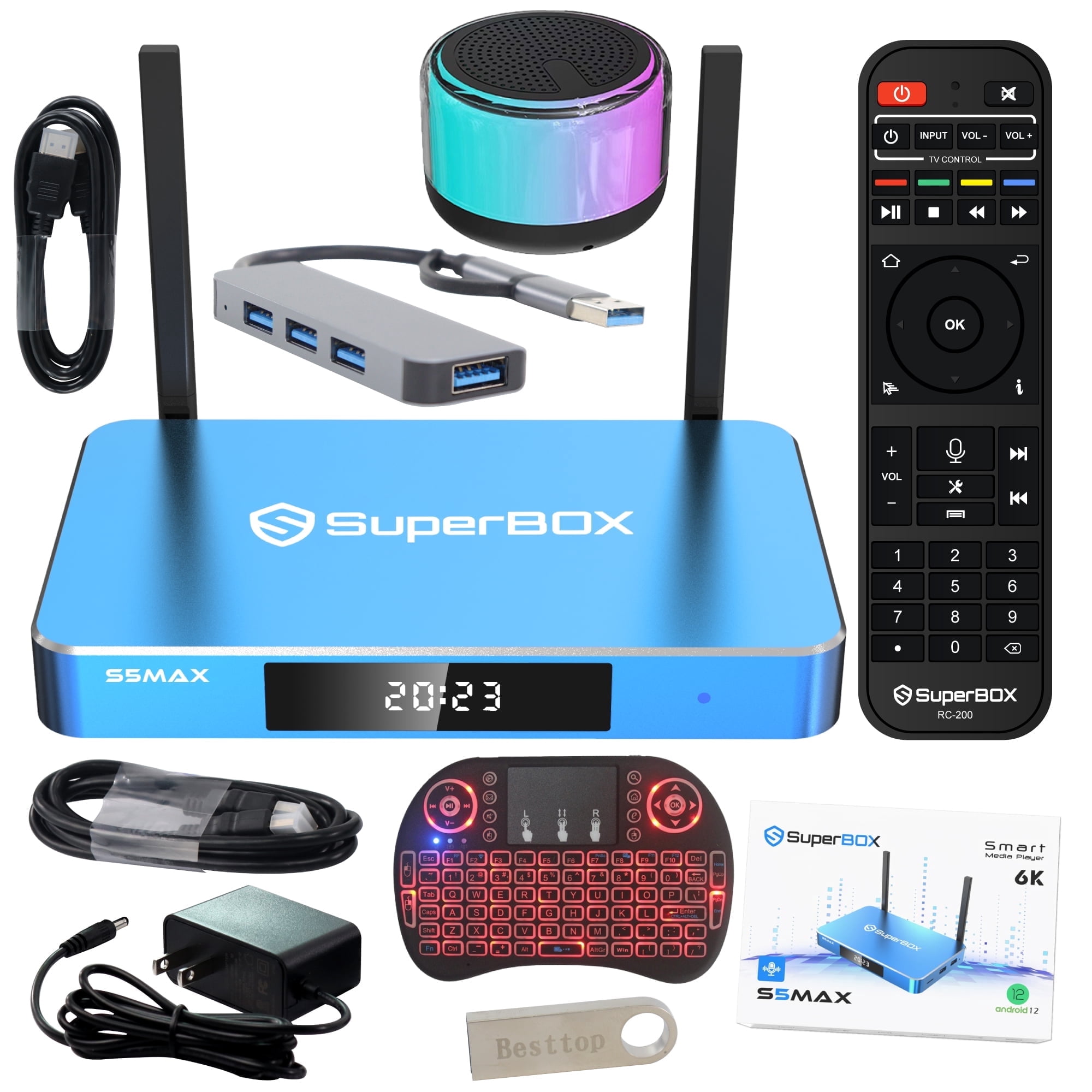 Besttop Super Box S5 Max 6k Streaming Media Player with Voice Remote and Mini Keyboard