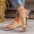 thumbnail image 5 of Dressy Womens Sandals Summer Comfortable Suede Strappy Square Toe Flats Sandals Women - Casual Walking Woman Shoes Khaki 8.5(41), 5 of 5