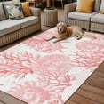 thumbnail image 2 of Fsddascl Pink Coral Outdoor Rug for Patio/Deck/Porch, Non-Slip Large Area Rug 5 x 8 Ft, Coastal Nautical Ocean Starfish Conch Indoor Outdoor Rugs Washable Area Rugs, Reversible Camping Rug Carpet, 2 of 5