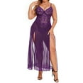 thumbnail image 2 of Avidlove Women Plus Size Lingerie Long Lace Nighty Sexy Mesh Nightdress Side Split Nightgown Sleepwear, 2 of 4
