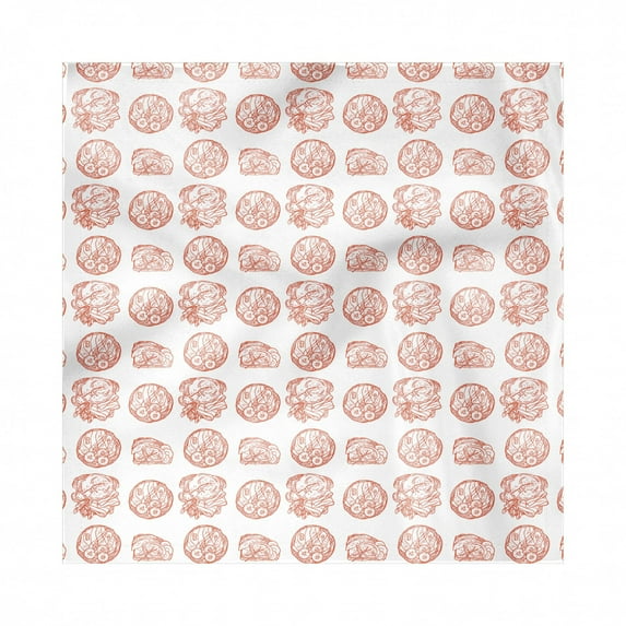 Food Decorative Napkins Set of 4, Continuous Delicious Breakfast Toasts Eggs Fish Rucola Bacon Pattern, Silky Satin Fabric for Brunch Dinner Party, 12", Pale Vermilion and White, by Ambesonne