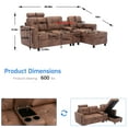thumbnail image 4 of Onbeam Sectional Sofa with Storage Chaise and Cup Holders, Living Room L-shaped Sofa Couch, Modern Sofa Bed for Home and Office, Coffee Leathaire, 4 of 6