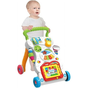 Baby Walker Learning Walking Trolley Adjustable Speed Musical Walking Training Car Toy with Drawing Board Multifunctional Motor Skills Pedal Toy for 0-2 Years Old Baby Children