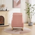 thumbnail image 4 of Nursery Rocking Chair, Sherpa Upholstered Glider Rocker Chair with High Back and Side Pocket, Modern Tall Back Accent Armchair with Rubber Wood Legs for Living Room/Bedroom, Pink, 4 of 7
