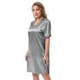 thumbnail image 6 of Alvivi Women Satin Nightgown V Neck Short Sleeve Nightdress Sleepwear M-XXL, 6 of 7
