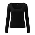 thumbnail image 5 of Women's Knitted Long Sleeve Slim Blouse Top - Solid Color U Neck T Shirt - Sexy Warm Soft Women's Top for Versatile Styling, 5 of 7