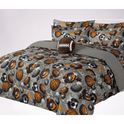 6-PC Twin Football complete bed in bag comforter bedding set with furry friend and matching sheet set for kids boys girls super soft easy wash kids bedding décor