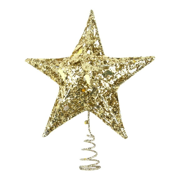 Tkrady 8 Inches Christmas Tree Star Topper Xmas Tree Topper Star Christmas Decoration Glittered Tree-top Star (Gold)