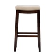 thumbnail image 3 of Linon Hampton Bar Stool Beige Padded Seat Wood Frame in Dark Walnut Brown, 3 of 14