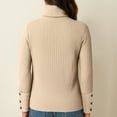 thumbnail image 3 of Women's Turtleneck Sweaters Fall Fitted Long Sleeve Pullover Sweater Ribbed Knit Basic Tops Khaki XL, 3 of 5