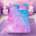 thumbnail image 5 of meiyoeat Blue Pink Glitter Print King Sheets,Abstract Galaxy Starry Sky Bedding For Girl,4Pcs,1 Flat Sheet,1 Fitted Sheet And 2 Pillowcases, 5 of 6