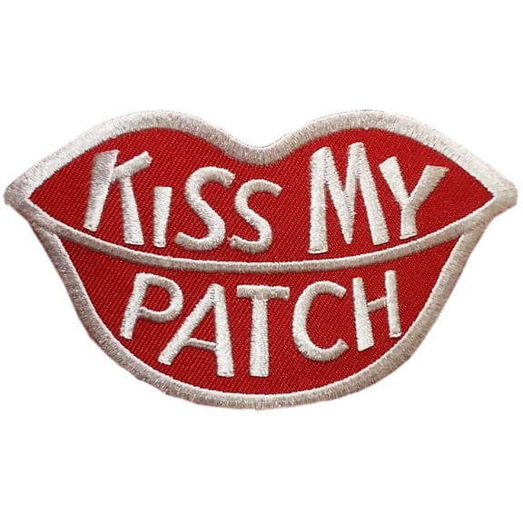 Kiss My Patch Embroidered Sew On Patch Embroidered Sew On Patch - 4" X 2 1/2"
