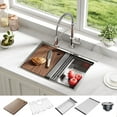 thumbnail image 2 of 23x18x10 In Undermount Stainless Steel Kitchen Sink Single Bowl with Bottom Grid Drain Rack Cutting Board and Basket, 2 of 8
