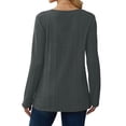thumbnail image 4 of Fnooota Women's Sweatshirt, Long Sleeve Loose Casual Plus Size Knitted Crew Neck Gray ,2XL, 4 of 4