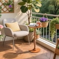 thumbnail image 2 of Round Side Table for Small Spaces - Small Accent End Table Nightstand with Solid Wood Top & Pedestal Leg - Modern Drink Table for Livingroom, Bedroom, Corners, Office, Mid-Century Round End Tables, 2 of 9
