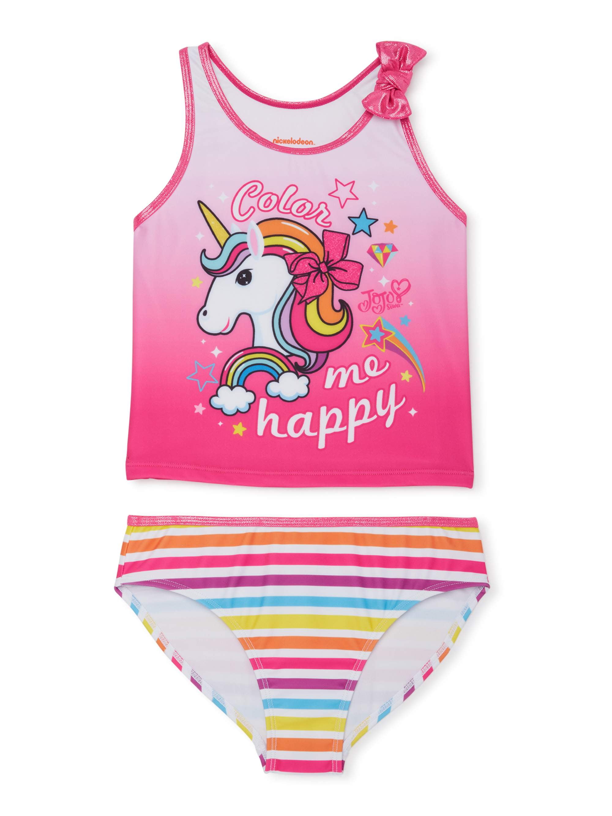 Pink Little/Big Girls JoJo Siwa Peace Love and Unicorns One-Piece Swimsuit 