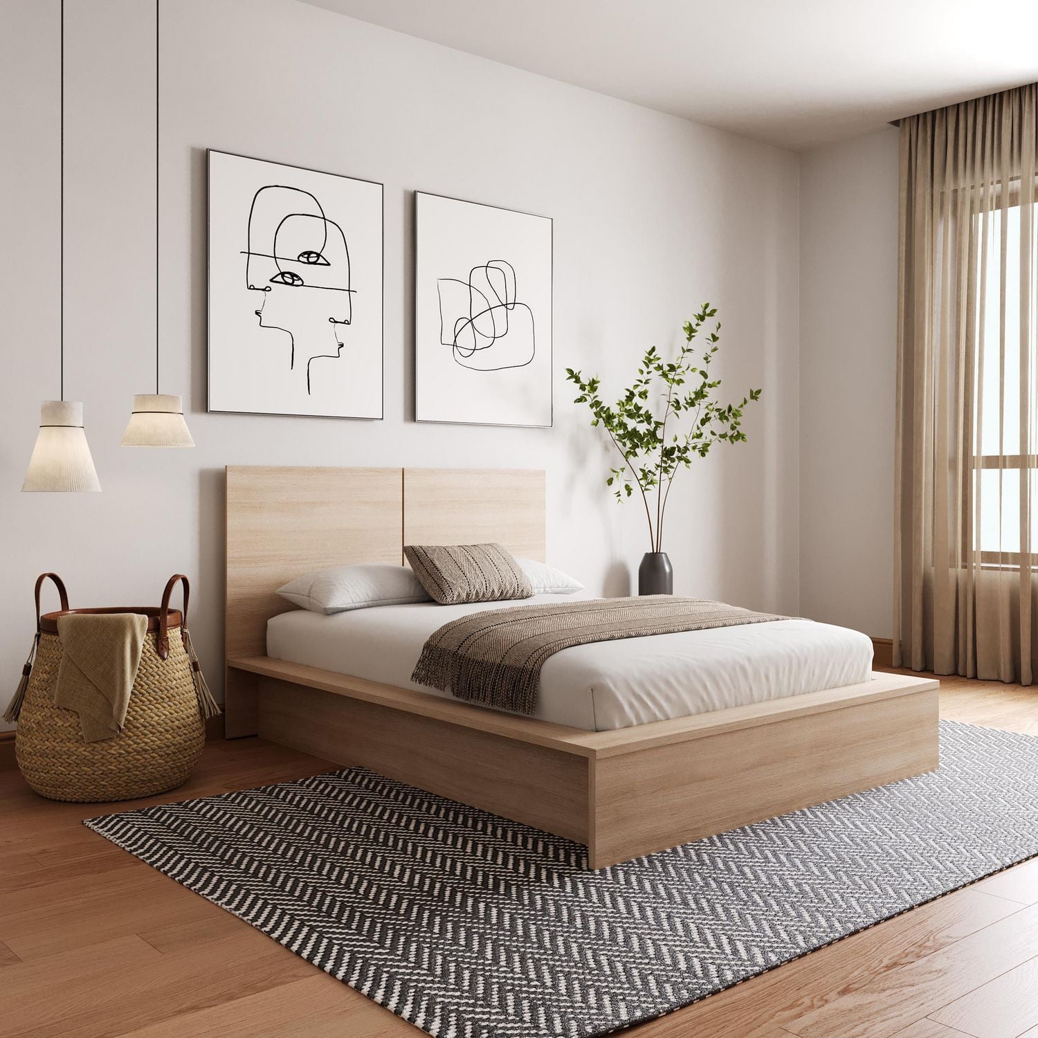 James Platform Bed with Headboard