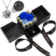 thumbnail image 1 of Collar Lebana Blue con rosa doble preservada «I Love You», 1 of 7