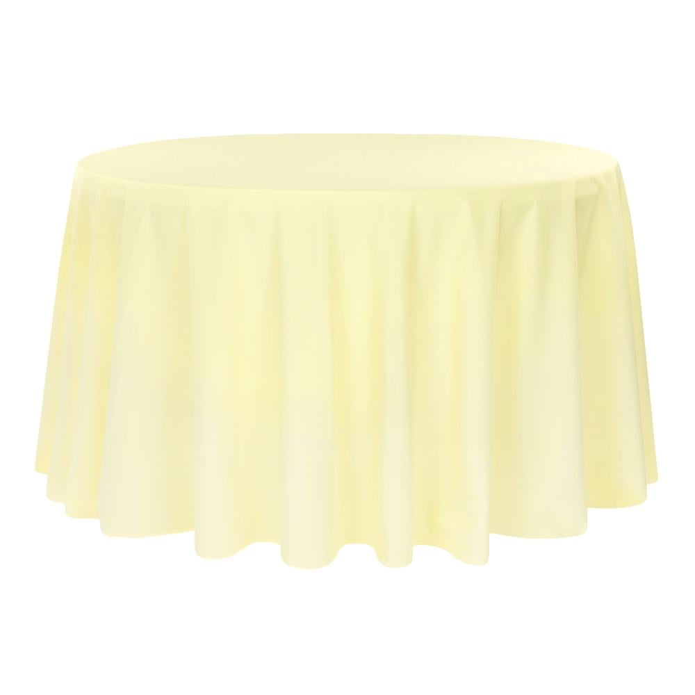 1 Pc, Polyester 108" Round Tablecloth Pastel Yellow For Weddings