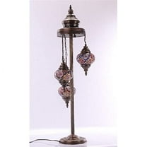 LaModaHome 3-Light Ottoman Mosaic Floor Lamp with Tiffany Style Blue Glass Shades
