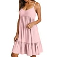 thumbnail image 2 of Women's V Neck Dress 2025 Lounge Fashion Casual Loose Fit Flowy Swing Dresses, 2 of 7