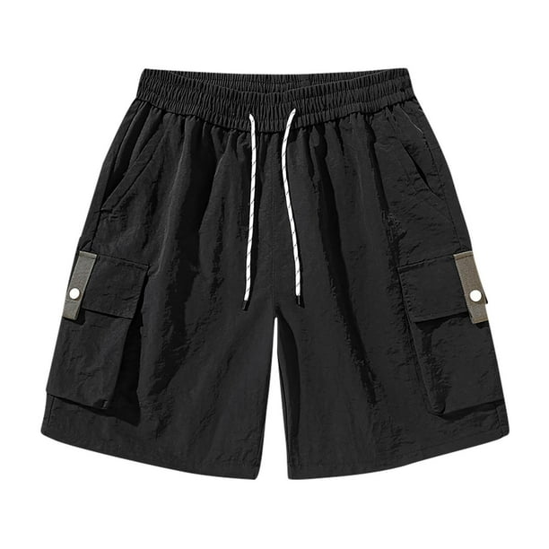 pstuiky Pantalones cortos para hombre, Pantalones cortos de verano para hombre, informales y cómodos, con bolsillo y cintura elástica y cordón ajustable. Pantalones cortos de entrenamiento