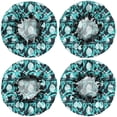 thumbnail image 2 of Shower Caps,LightBlue Lemon Fruits DarkBlue Pattern Waterproof Shower Cap for Women 4 Pieces,Double Reusable Hair Cover for Shower PEVA Elastic Stretch Hem, 2 of 7