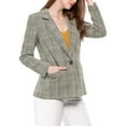 thumbnail image 5 of INSPIRE CHIC Women's Blazers Notched Lapel Long Sleeve One Button Plaid Blazer S Black, 5 of 9