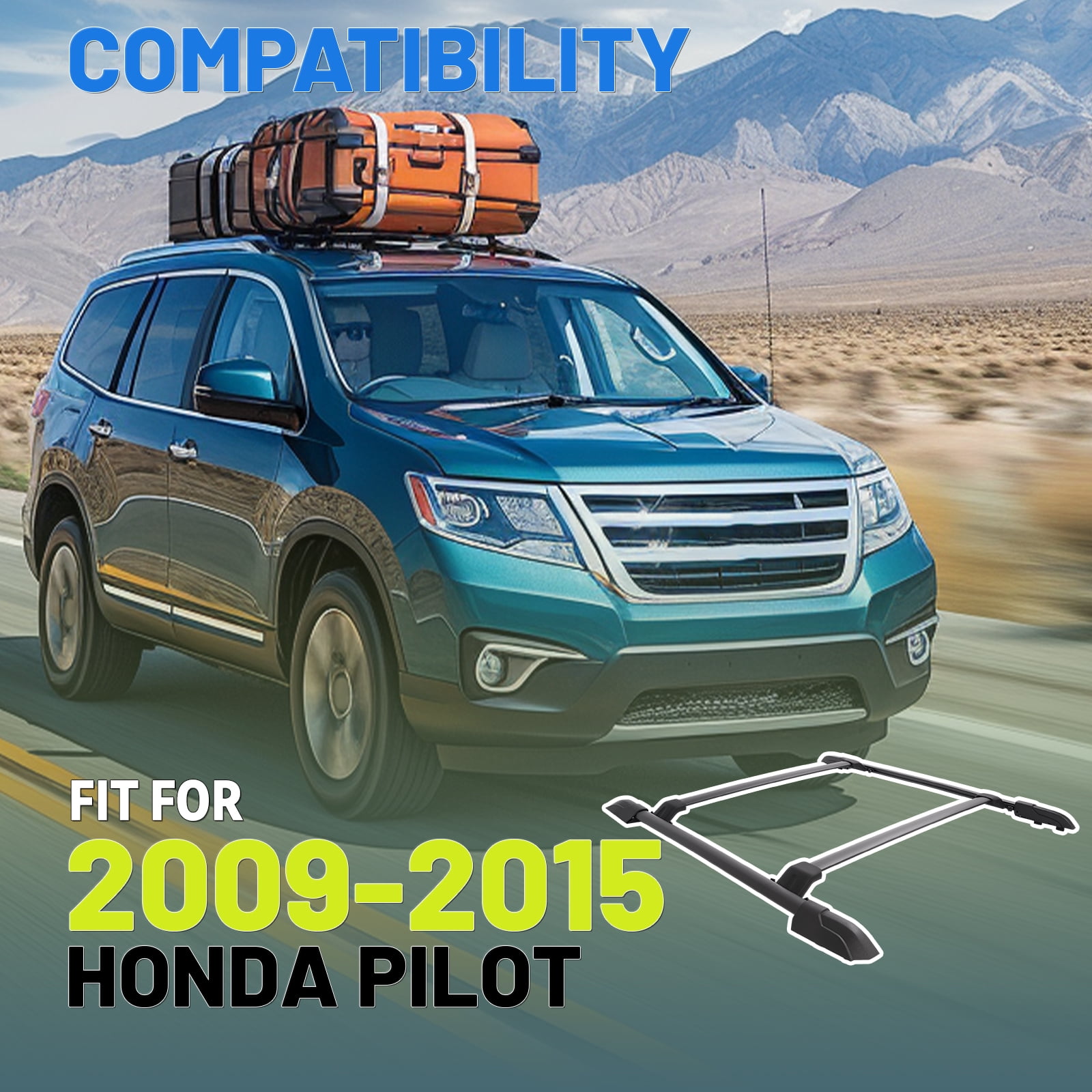 Kojem Roof Rack Cross Bar and Side Rail Fit for 2009-2015 Honda Pilot  Luggage Cargo Ladder Crossbars Bike Load Rail
