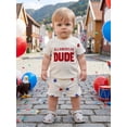 thumbnail image 4 of BemeyourBBs Toddler Baby Boys 4th of July Outfit Patriot Independent Day Summer Clothes All American Dude Letter Embroidery Short Sleeve T Shirt and Star Shorts Set Toddler Baby Boy Summer Outfit, 4 of 9