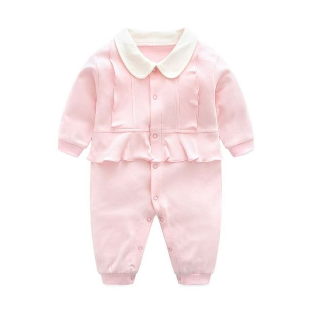 WRKEKC Barboteuse Imprimée pour Nouveau-Né avec Pieds, Volants, Col Rond, Boutons-Pression, Épaissie, Chaude, Ajustée, Tenue d'Automne et d'Hiver pour Garçons et Filles 0-18 Mois