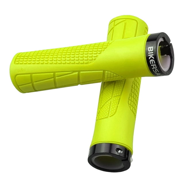 BIKERSAY Anti-Slip Bicycle Handlebar Grips - Vibrant Yellow, Shock-Absorbing, Ergonomic Design for Comfortable Riding, Compatible with Mountain Bikes, 135mm Length, 35mm Outer Diameter, Lightweight