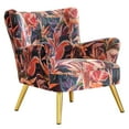 thumbnail image 7 of BELLEZE Modern Accent Chair, High Back Floral Pattern Armchair with Metal Legs, Upholstered Wingback Single Chair for Living Room Bedroom Office - Holland (Red Floral), 7 of 7