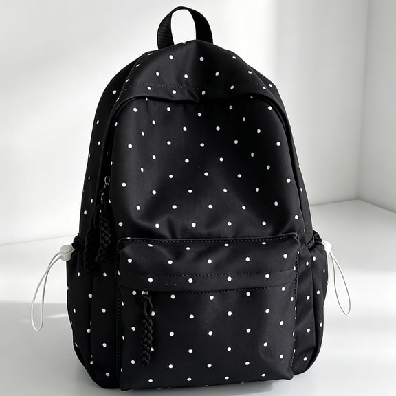 Polka Dot Backpack for Women Y2K – Large Capacity Multi-Pocket Lightweight Nylon Bag for School & Travel