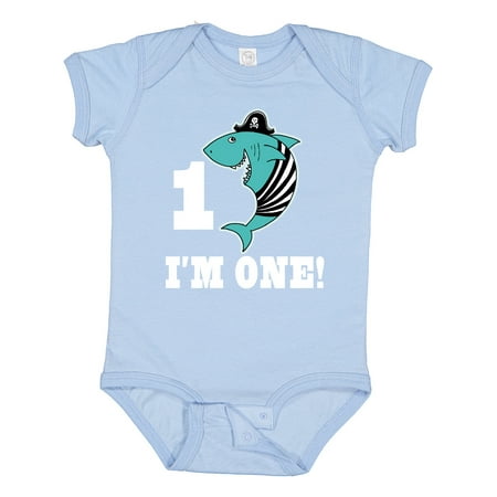 

Inktastic 1st Birthday Shark Party 1 Year Old Pirate Gift Baby Boy Bodysuit