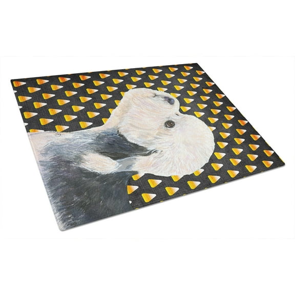 Caroline's Treasures Dandie Dinmont Terrier Candy Corn Halloween Portrait Glass Cutting Board Large