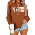 thumbnail image 2 of Xijirk Crewneck Pullover Sweatshirt Long Sleeve Loose Fit Pumpkin Spice Letter Small Pumpkin Graphic Print for Fall Thanksgiving Halloween and Daily Casual Wear,Orange,S, 2 of 4