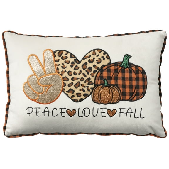 Mina Victory Holiday Pillows Peace Love Fall Multicolor 14" x 20" Area Rug, (14x20)