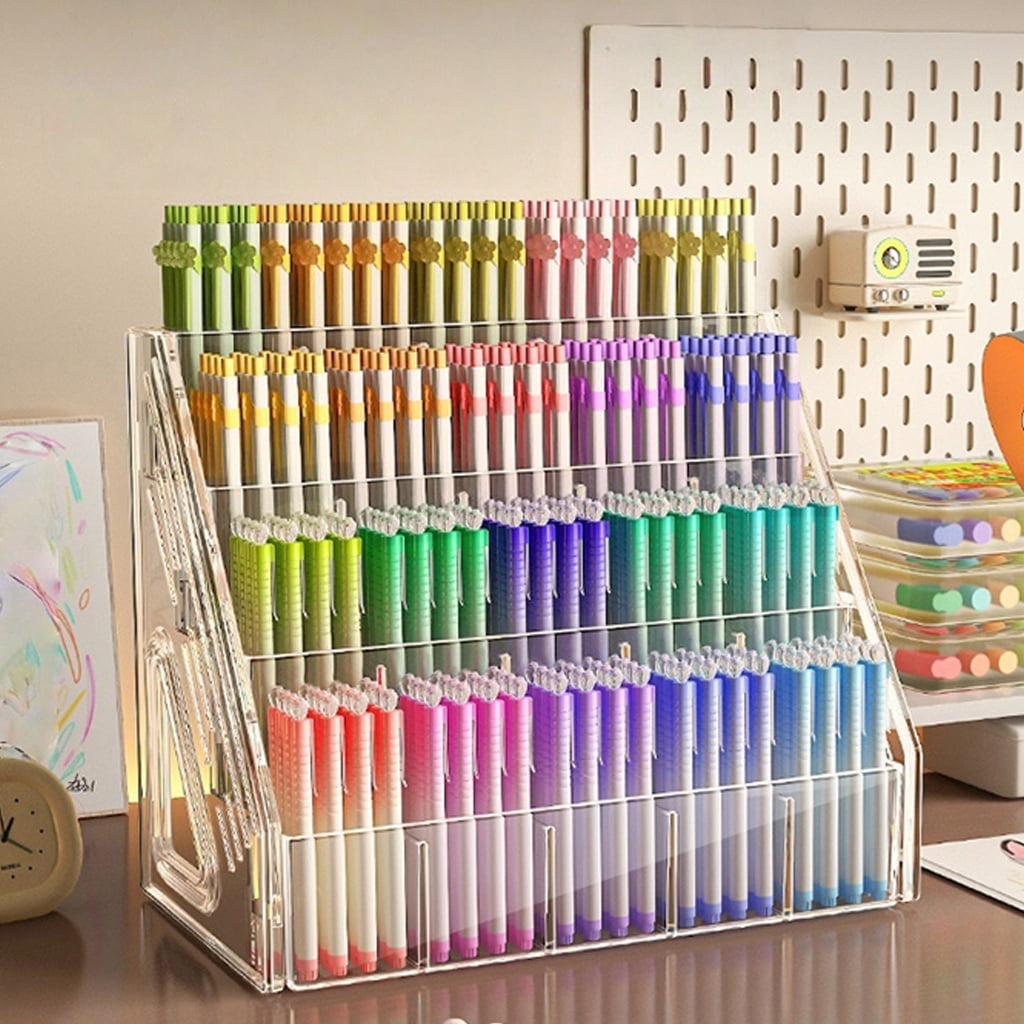 MOMOJIA Desktop Art Marker Organiser Stand Large Capacity Acrylic Marker Pen Storage Rack for Markers Highlighters Pencils
