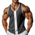 thumbnail image 3 of Danhjin Workout Tank Tops for Men Gym Summer Sleeveless Color Block Pullover Tops Cool Fashion Casual Shirts, 3 of 10