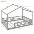 thumbnail image 2 of Full Size Montessori Bed, Pine Wood House Bed Frame with Roof & Full-length Guard Rails, Play House Floor Bed for Boys, Girls, Teen, No Box Spring Needed, Gray, 2 of 8
